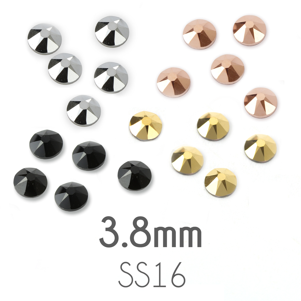 Beads & Swarovski Crystals 3.8mm Swarovski Flat Back Crystals, Silver, Gold, Rose Gold and Black Mix Pack (80 Pieces)
